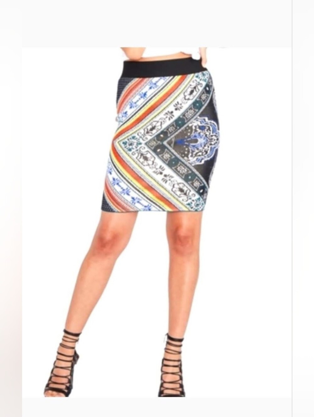 NWOT! Rachel Roy Fall Knit Mini Womens Boho Jacquard Printed Pencil Skirt Small